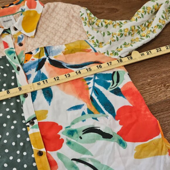 Anthropologie Maeve Button Down Shirt Women XS Alida Contrast Holly Print Blouse - Picture 4 of 7